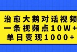 治愈大鹅对话视频，一条视频点赞 10W ，单日变现1k 【揭秘】