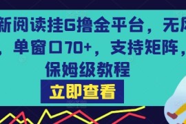 最新阅读挂G撸金平台，无风控，单窗口70 ，支持矩阵，保姆级教程【揭秘】