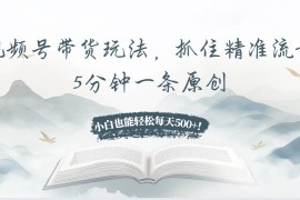 （13492期）视频号带货玩法，抓住精准流量，5分钟一条原创，小白也能轻松每天500 ！