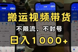 小白必看搬运视频带货玩法，不限流，不封号，纯自然流，日入1000 
