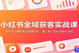 小红书全域获客实战课：账号定位爆款笔记批量创作，蒲公英广告私域转化变现