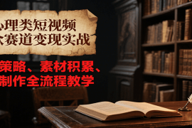 心理类短视频小众赛道变现实战，选题策略、素材积累、视频制作全流程教学