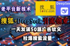 搜狐 DeepSeek引流创业粉，老平台新技术，一天发满50篇广告软文，拉爆搜索流量