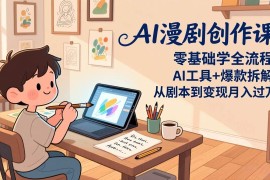 （17519期）AI漫剧创作课：零基础学全流程，AI工具 爆款拆解，从剧本到变现月入过万