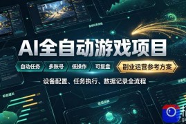 AI全自动游戏躺賺副业：日入几百，稳定运行三年的项目！【揭秘】