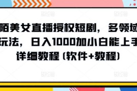 陌陌美女直播授权短剧，多领域变现玩法，日入1000加小白能上手，详细教程(软件 教程)【揭秘】