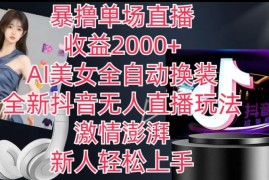 全新抖音无人直播玩法，AI美女全自动换装，激情澎湃，新人轻松上手，暴撸单场直播2k 【揭秘】