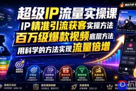 超级IP流量实操课，IP精准引流获客实操方法，百万级爆款视频底层方法，用科学的方法实现流量倍增