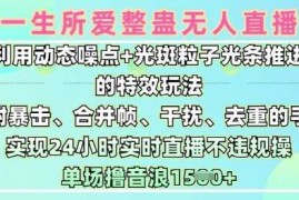 一生所爱无人整蛊升级版9.0，利用动态噪点 光斑粒子光条推进的特效玩法，实现24小时实时直播不违规操，单场日入1.5k