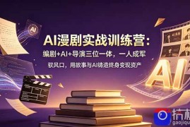 AI漫剧实战训练营：编剧 AI 导演三位一体，一人成军 驭风口，用故事与AI铸造终身变现资产