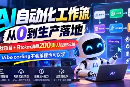 【无水印】AI自动化工作流从0到生产落地，实战项目 日token消耗200美刀经验总结，Vibe coding不会编程也可以学