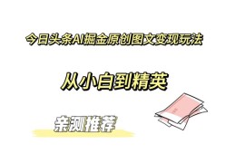 今日头条 AI 掘金原创图文变现玩法 ，从小白到精英【揭秘】
