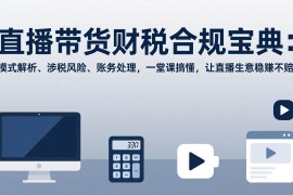 （17354期）直播带货财税合规宝典：模式解析、涉税风险、账务处理，一堂课搞懂，让直播生意稳赚不赔