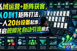 私域运营 矩阵获客，从0到1矩阵打法，一人20台设备起步，开启规模化自动引流模式！