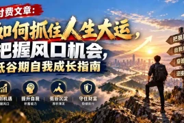 付费文章：如何抓住人生大运，把握风口机会，低谷期自我成长指南