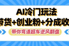 AI冷门玩法，带货 创业粉 分成收益，带你弯道超车，实现逆风翻盘【揭秘】