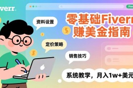 （17288期）零基础Fiverr赚美金指南，涵盖资料设置、定价策略、销售技巧，系统教学，月入1w 美元