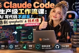 Claude Code 生产级工作流课：AI 写代码不翻车！告别 spaghetti 