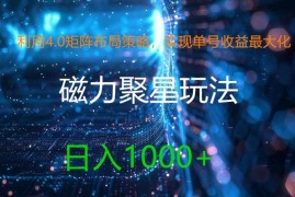 利用4.0矩阵布局策略，实现单号收益最大化，磁力聚星新玩法，日入1k 【揭秘】
