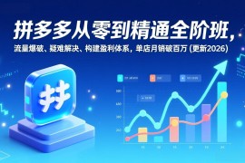 拼多多从零到精通全阶班，流量爆破、疑难解决，构建盈利体系，单店月销破百万(更新2026