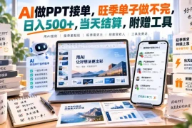 AI做PPT接单，旺季单子做不完，日入500 ，当天结算，附赠工具【揭秘】