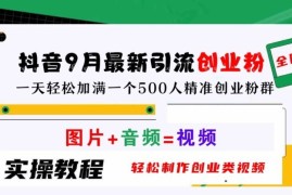 抖音9月最新引流创业粉，轻松制作创业类视频，一天轻松加满一个500人精准创业粉群【揭秘】