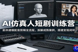 AI仿真人短剧训练营：剧本建模配音剪辑全流程，拆解成熟案例，搭建变现闭环