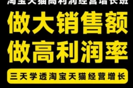天猫淘宝高利润经营增长班杭州线下课31期8月22-24日，做大销售额做高利润率，三天学透淘宝天猫经营增长