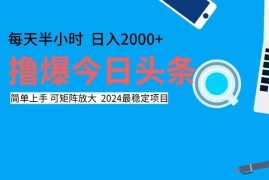 （12401期）撸今日头条，单号日入2000 可矩阵放大