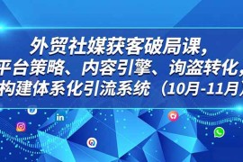 外贸 社媒获客破局课，平台策略、内容引擎、询盘转化，构建体系化引流系统(10月-11月