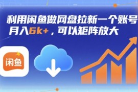利用闲鱼做网盘拉新一个账号，月入6k ，可以矩阵放大