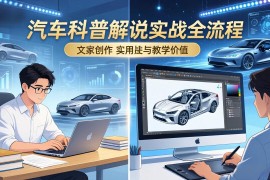 抖音汽车科普解说实战：文案 动画 画面处理 去水印全流程，打造专业汽车科普视频