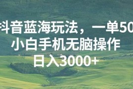 （13353期）抖音蓝海玩法，一单50，小白手机无脑操作，日入3000 