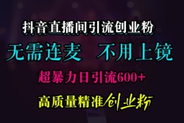 抖音直播间引流创业粉，无需连麦、无需上镜，超暴力日引流600 高质量精准创业粉【揭秘】