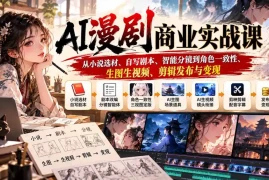 AI漫剧商业实战课：从小说选材、自写剧本、智能分镜到角色一致性、生图生视频、剪辑发布与变现