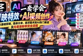 一套学会剪映特效 AI视频创作：从基础剪辑、隐身分身、悬浮魔术到AI热门赛道及抖音涨粉带货全流程
