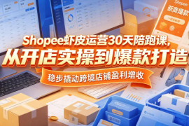 Shopee虾皮运营30天陪跑课，从开店实操到爆款打造，稳步撬动跨境店铺盈利增收