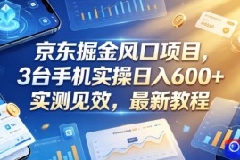 京东掘金风口项目，3台手机实操日入600 ，实测见效，最新教程【揭秘】