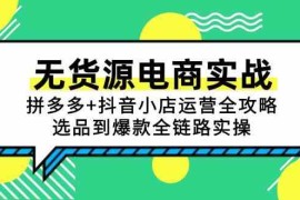 无货源电商实战：拼多多 抖音小店运营全攻略，选品到爆款全链路实操