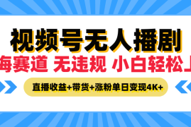 最新蓝海赛道，视频号无人播剧，小白轻松上手，直播收益 带货 涨粉单日变现4K 
