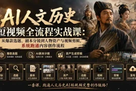 AI人文历史短视频全流程实战课：从爆款选题、剧本分镜到人物资产与视频剪辑，系统跑通内容创作流程