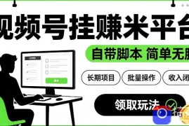 最新视频号挂G賺米平台，自带脚本，长期能做，简单无脑【揭秘】