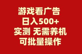 （9904期）游戏看广告 无需养机 操作简单 没有成本 日入500 