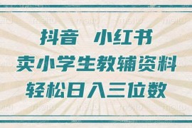 抖音小红书卖小学生教辅资料，操作简单，小白也能轻松上手，一个月利润1W 