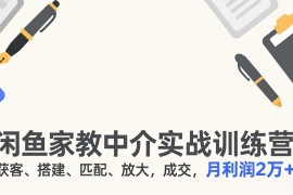 闲鱼家教中介实战训练营，获客、搭建、匹配、放大，成交，月利润2万 