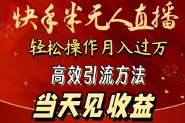 2024快手半无人直播，简单操作月入1W  高效引流当天见收益【揭秘】