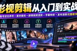 影视剪辑从入门到实战：账号定位养号 素材查找 剧情搞笑混剪 字幕特效 发布涨粉完整教学