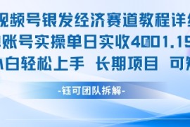 视频号银发经济赛道单账号实操单日实收1k ，小白轻松上手长期项目