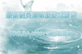 最新剑灵巅峰服游戏搬砖，项目红利期，单机稳定月入4k 操作简单好上手【揭秘】