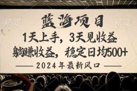 （10090期）2024最新风口项目，躺赚收益，稳定日均收益500 